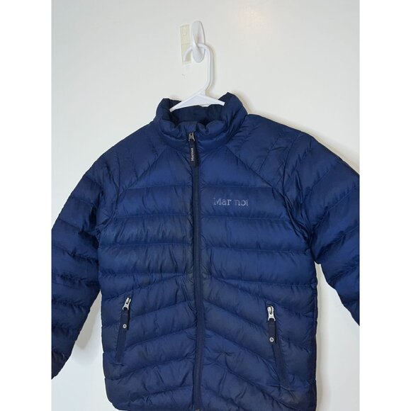 Marmot Kids Blue Puffer Jacket Size M Full-Zip Lightweight Insulated Winter Coat - Picture 2 of 8